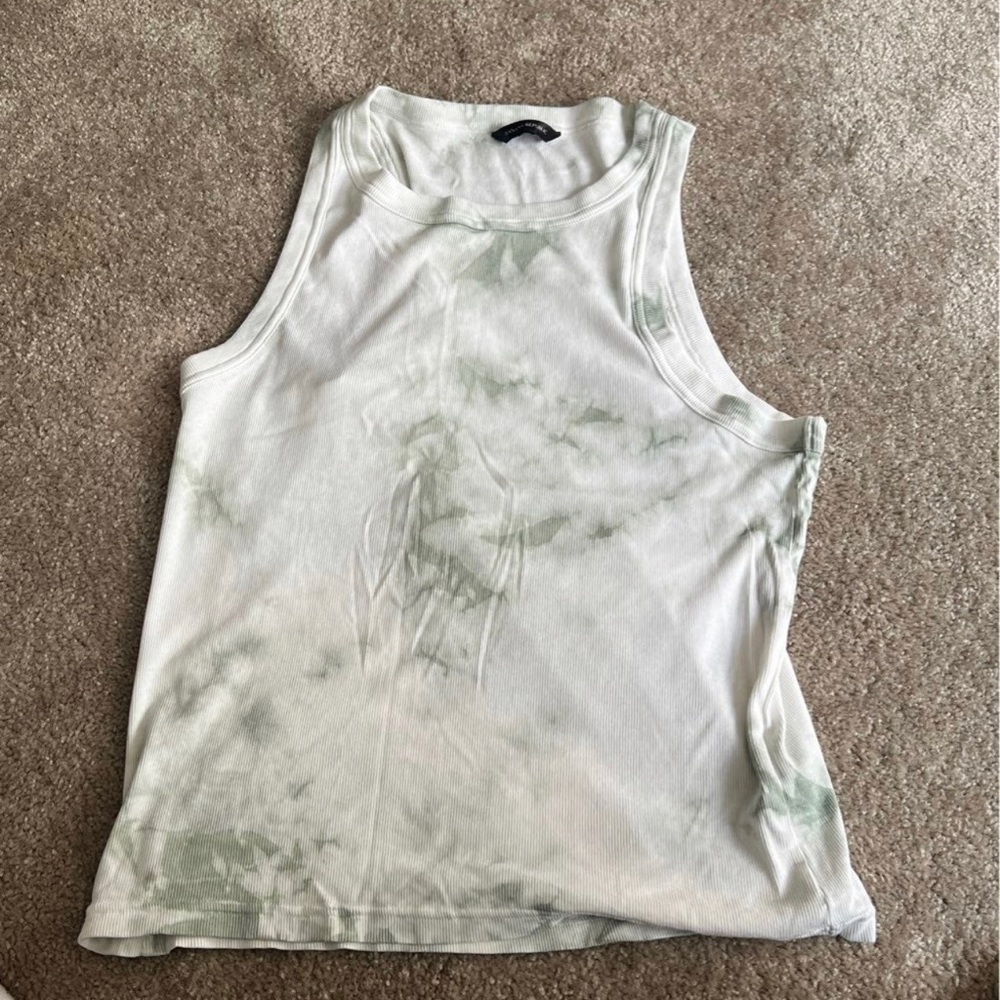 Banana Republic Tie-dye Tank Top; green and white; Size XL